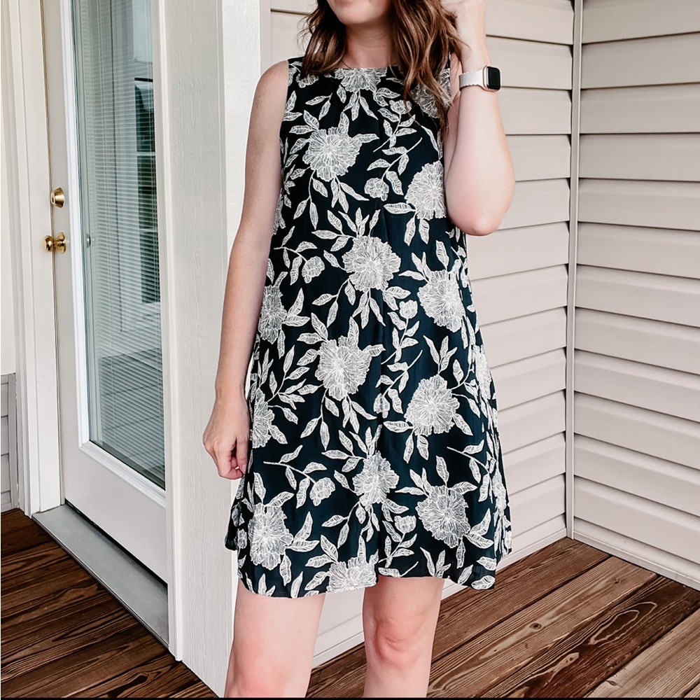 Abercrombie & Fitch Black Mini Dress with White Floral Print